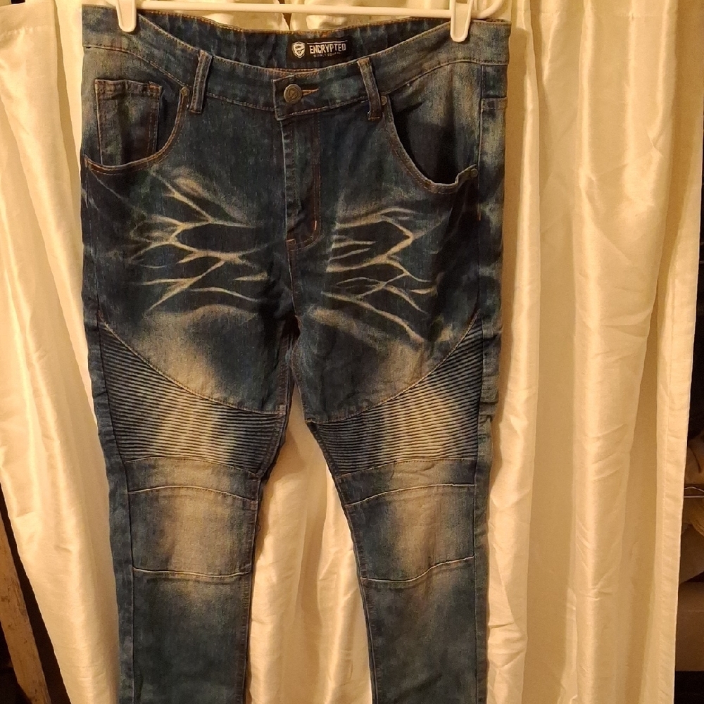Encrypyed By Supply Company Blue Distressed Men's Jeans 36/32 💜💜💜💜
